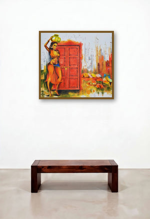 Enter At Your Own Risk by artist Tejinder Ladi Singh displayed in a Elegant Bedroom