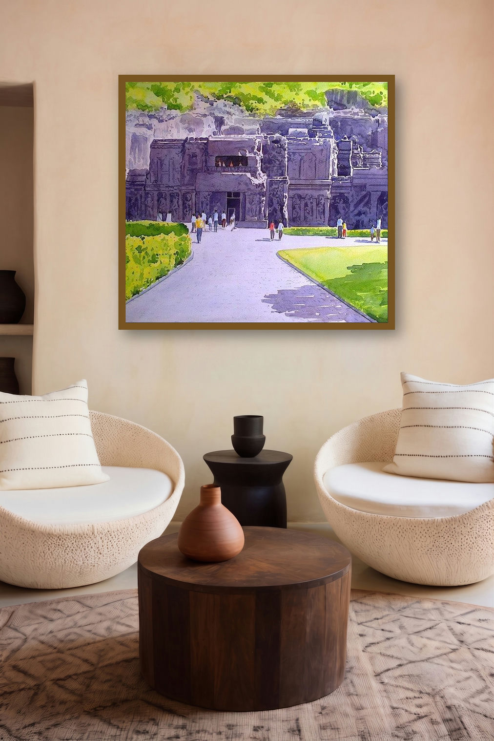 Entrance Of Ellora Caves (Elloras Majesty) by artist Rahul Salve displayed in a Contemporary gallery