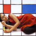 Figurative dry pastel painting titled 'Envoleped By Mondrian Pastel', 16x22 inches, by artist Mukta Avachat on Paper