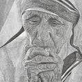 Figurative pen drawing titled 'Epitome Of Compassion', 23x17 inches, by artist Surya Murthy on Paper