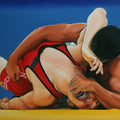 Equals 3' figurative oil painting by artist Abid Shaikh, 36x48 inch, on canvas