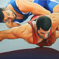 Equals 4' figurative oil painting by artist Abid Shaikh, 36x48 inch, on canvas