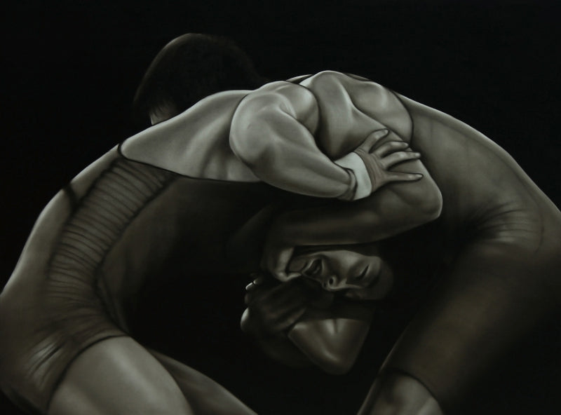 Equals 8' figurative oil painting by artist Abid Shaikh, 36x48 inch, on canvas