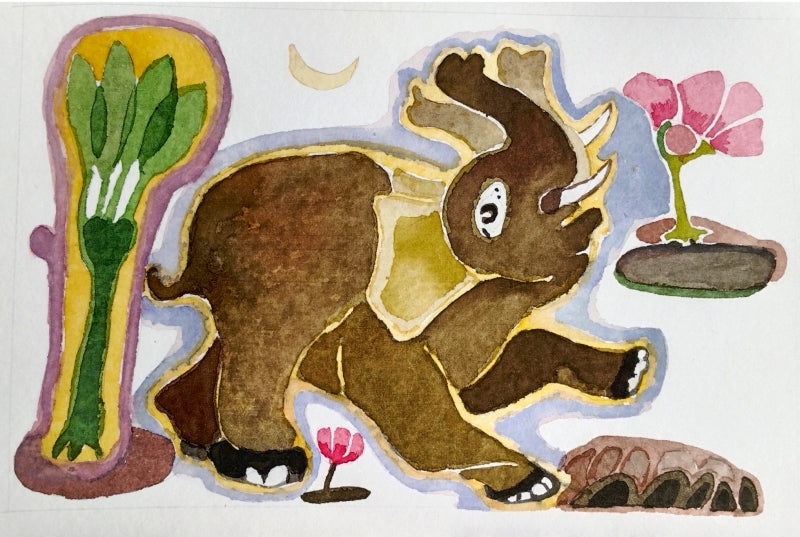 Erawat 1' animals watercolor painting by artist Rohit Joshi, 5x7 inch, on paper