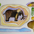 Erawat 4' animals watercolor painting by artist Rohit Joshi, 5x7 inch, on paper