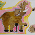 Erawat 6' animals watercolor painting by artist Rohit Joshi, 5x7 inch, on paper