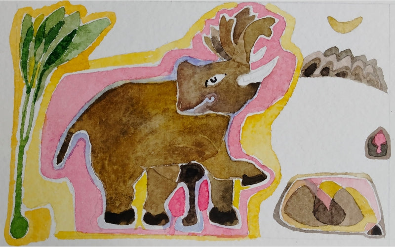 Erawat 6' animals watercolor painting by artist Rohit Joshi, 5x7 inch, on paper