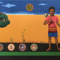 Essence Of Story' religious acrylic painting by artist Manish Solanki, 24x48 inch, on canvas