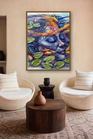 Eternal Beauty 3 (Submerged in Stillness) by artist Darshan Sharma displayed in a Minimalist gallery