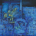 Eternal Blue Wedding' figurative acrylic painting by artist Ashish Bodade, 48x60 inch, on canvas
