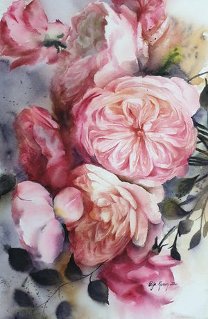 Nature watercolor painting titled 'Eternal Love', 22x15 inches, by artist Puja Kumar on Paper