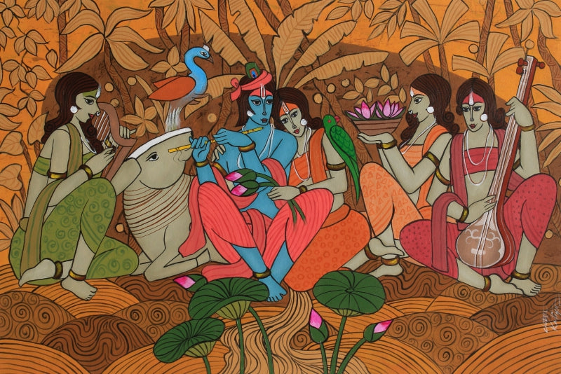 Eternal Love' religious acrylic painting by artist Chetan Katigar, 24x36 inch, on canvas