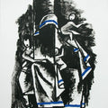 Figurative serigraphs painting titled 'Eternal Mother 2', 40x30 inches, by artist M. F. Husain on Paper