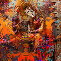 Eternal Union' religious mixed-media painting by artist Anil Kumar, 45x32 inch, on canvas