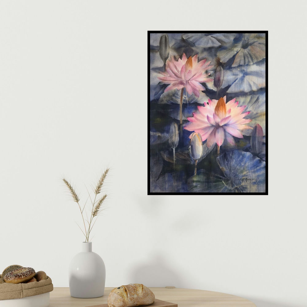 Puja Kumar's 'Ethereal 2 (A Moment of Tranquility**)' painting visualized above a sofa in a contemporary room.