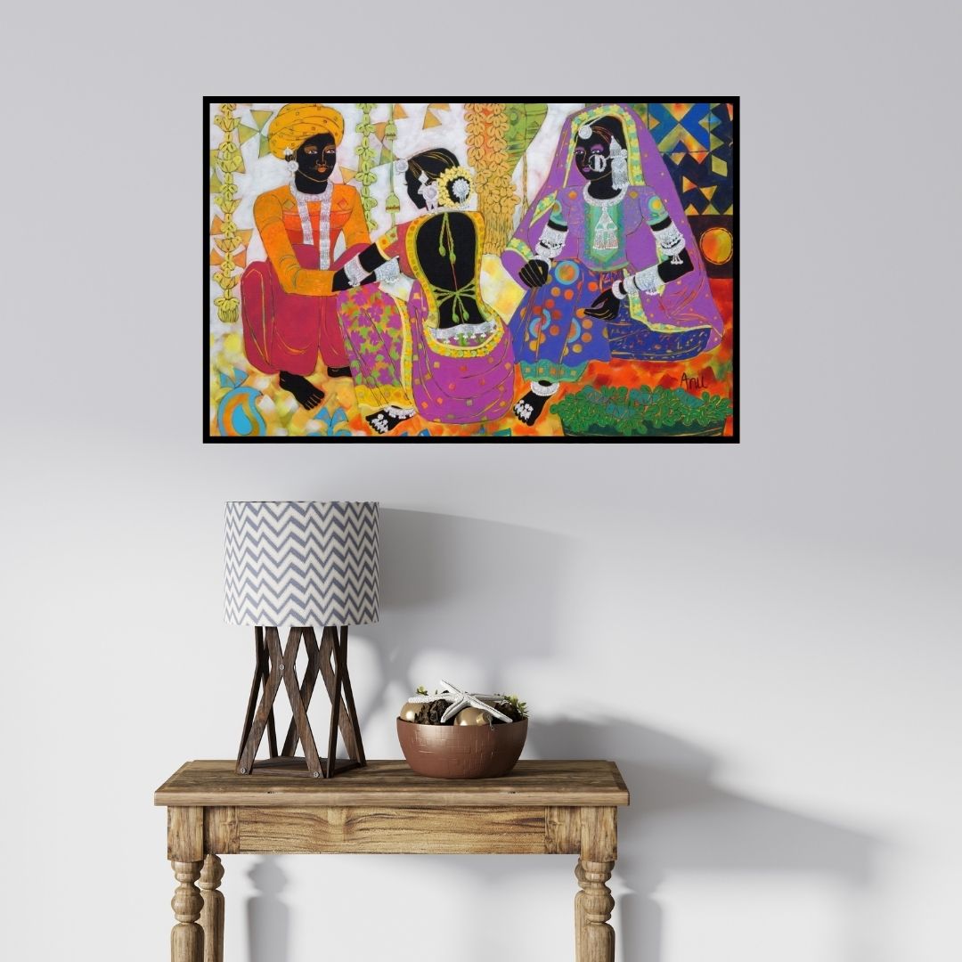 In-situ view of Anuradha Thakur's 'Ethnic Serendipity 171' painting in a room