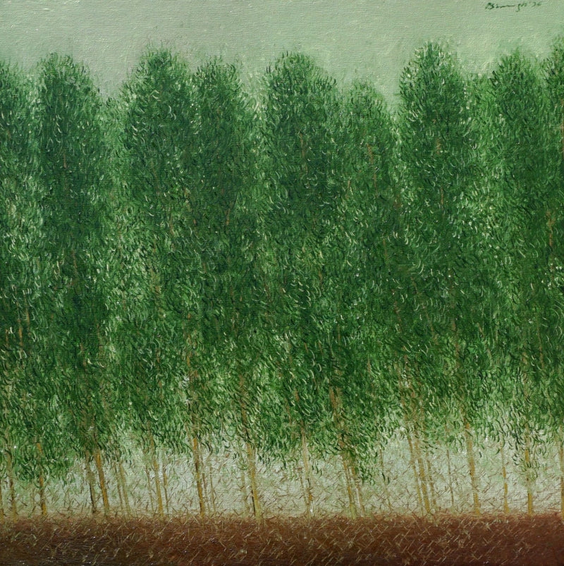 'Eucalyptus' nature oil painting by artist Pardeep Singh, 20x20 inch, on canvas