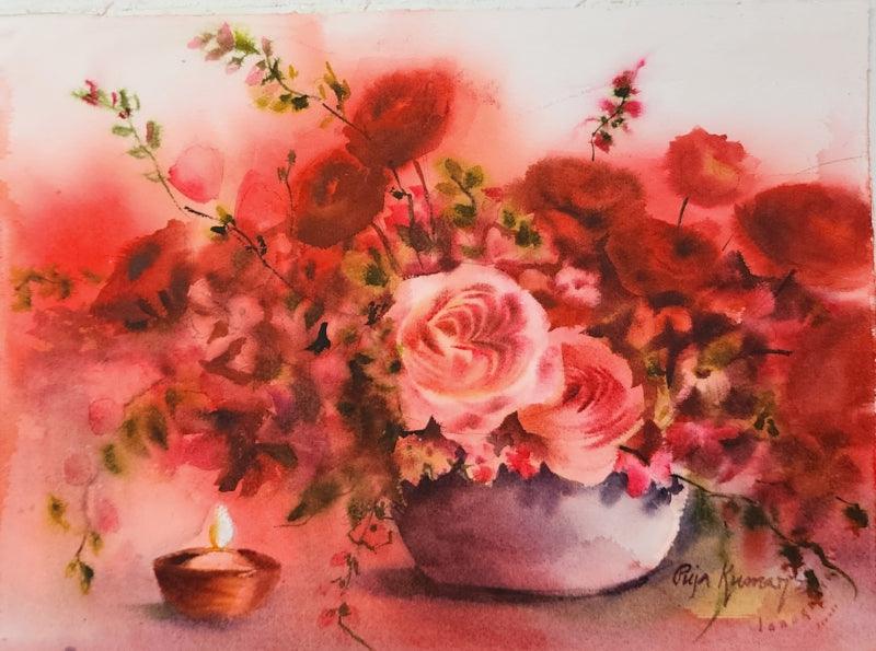 Nature watercolor painting titled 'Euphoria', 11x15 inches, by artist Puja Kumar on Paper