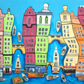 Europe Series Amsterdam' cityscape acrylic painting by artist Anand Bekwad, 36x48 inch, on canvas