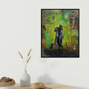 Sheetal Singh's 'An Evening With Krishna (The Lovers)' painting visualized above a sofa in a contemporary room.