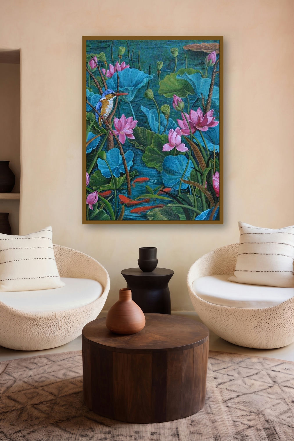Evening Song 1 (Serene Sanctuary) by artist Vani Chawla displayed in a Contemporary Exhibition gallery