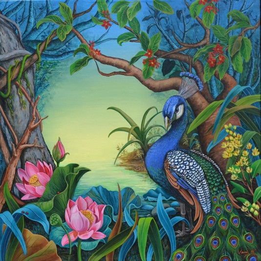 Evening Song 6' animals acrylic painting by artist Vani Chawla, 30x30 inch, on canvas