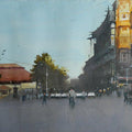 Cityscape watercolor painting titled 'Evening Time', 24x30 inches, by artist NanaSaheb Yeole on Paper