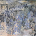 Eviction 2' figurative mixed-media painting by artist Krishnapada Maity, 30x44 inch, on paper