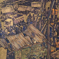 Eviction 4' figurative mixed-media painting by artist Krishnapada Maity, 27x40 inch, on paper