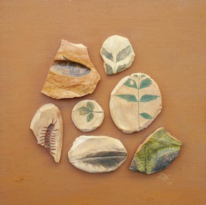 Evidence 1 (Earth's Memory) by Onkar Kshirsagar, Original Plywood Contemporary Painting on Plywood, Small Square Wall Art