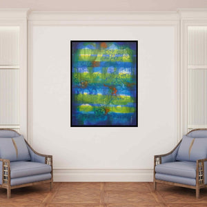 In-situ view of Subhash Gondhale's 'Evolution (Serene Symphony)' painting in a room