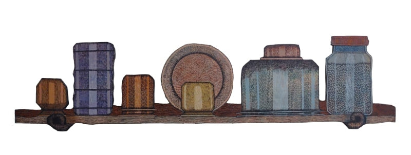 'Existence 35' contemporary acrylic painting by artist Amol Khade, 12x48 inch, on canvas plyboard