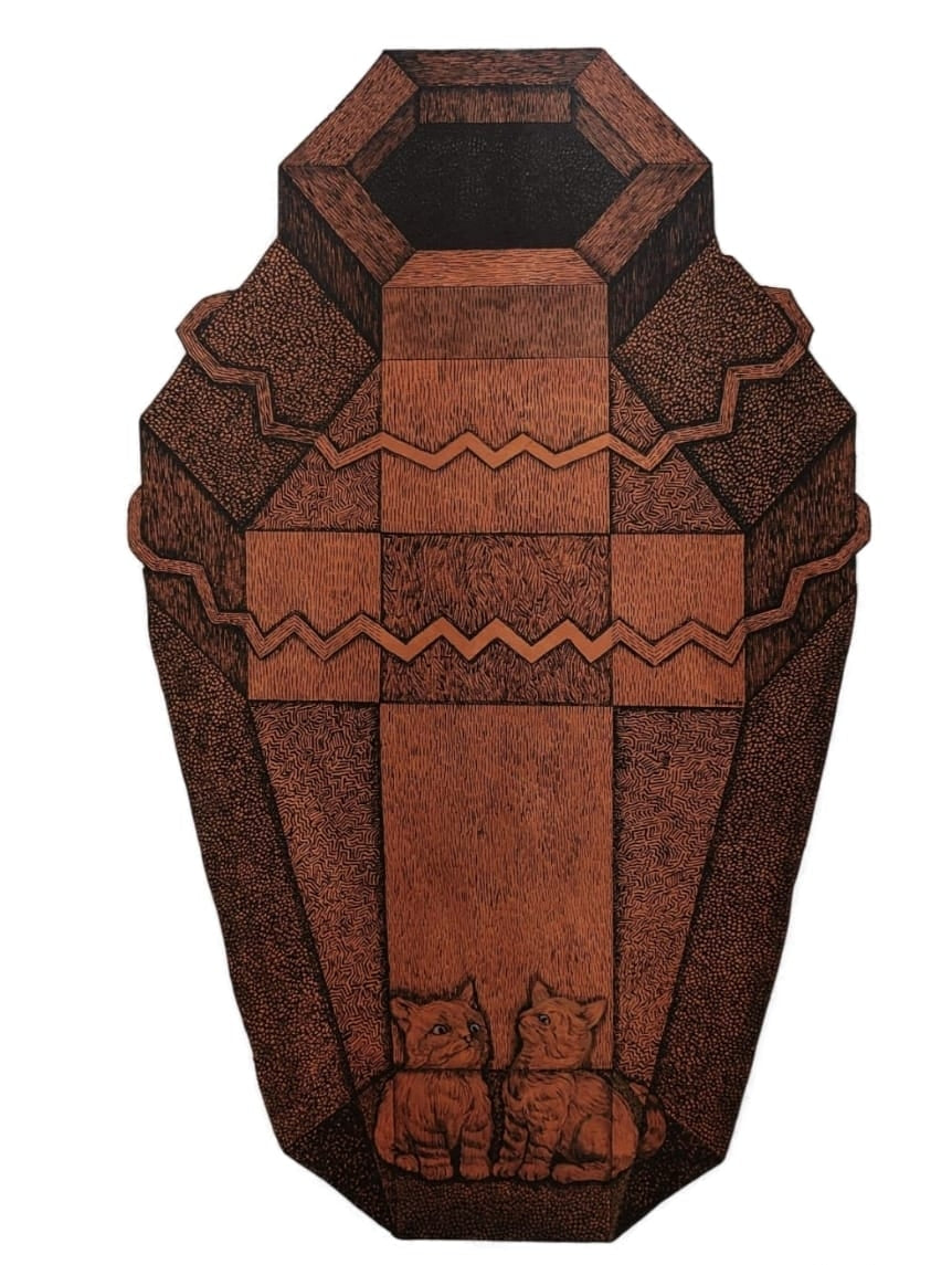 'Existence 43' contemporary acrylic painting by artist Amol Khade, 30x24 inch, on canvas plyboard