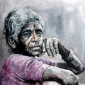 Figurative watercolor painting titled 'Expectation 2', 15x11 inches, by artist SRV ARTIST on Handmade Paper