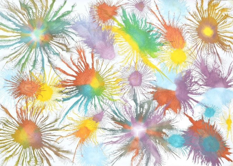 Abstract ceramic titled 'Exploflora Series No 72', 41x60 inches, by artist Sumit Mehndiratta on canvas