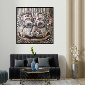 Suruchi Jamkar's 'Exploring The Divine Iii' painting visualized above a sofa in a contemporary room.