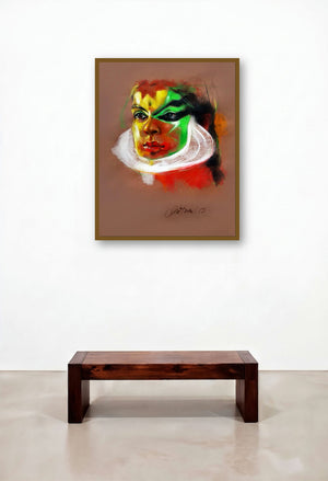 Expression (Kathakali Portrait) by artist Mithun Dutta displayed in a Art Deco Executive Office