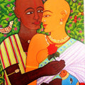 Figurative acrylic painting titled 'Expression Of Love', 24x18 inches, by artist V.v. Swamy on Canvas