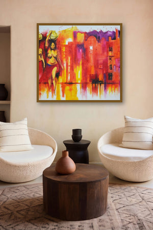 Expressions Of Emancipation 2 (Echoes of the City) by artist Tejinder Ladi Singh displayed in a Minimalist gallery