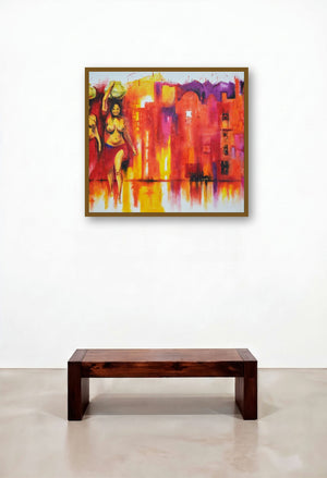 Expressions Of Emancipation 2 (Echoes of the City) by artist Tejinder Ladi Singh displayed in a Traditional Foyer