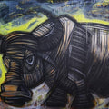'The External 1 Struggle' animals acrylic-charcoal painting by artist Pintu Biswas, 60x90 inch, on canvas