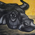 'The External Struggle 3' animals acrylic-charcoal painting by artist Pintu Biswas, 36x48 inch, on canvas