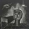 Eye On Land' contemporary wood cut printmaking by artist Prashant Kuwar, 22x20 inch, on paper