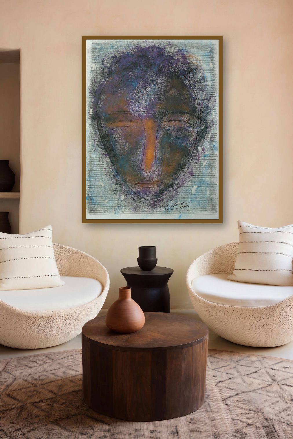 Face 1 (Inner Portrait) by artist D S Rane displayed in a Minimalist gallery