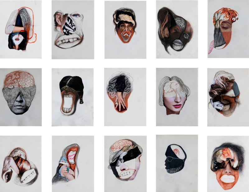 Face' contemporary mixed-media painting by artist Susmita Chowdhury, 8x5 inch, on paper