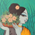 Face 8 by Varsha Kharatamal, Original Acrylic Figurative Painting on Canvas, Small Square Wall Art