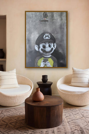 Face Of Game (Lost in the Digital World) by artist Manish Solanki displayed in a Indian Art gallery