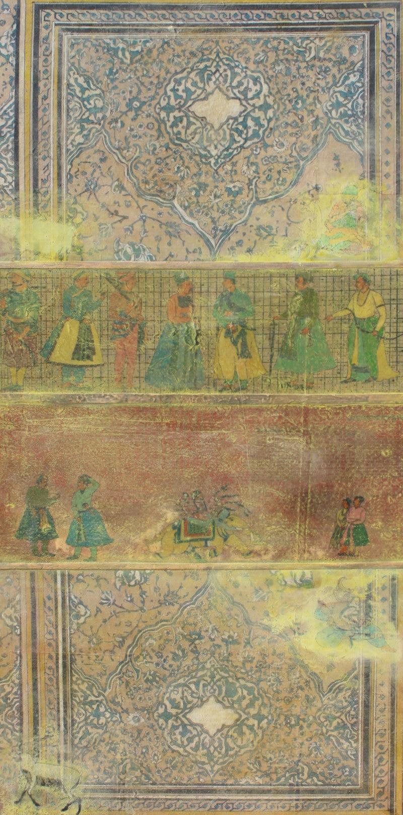 Figurative mixed media painting titled 'Faded Wall 3', 72x36 inches, by artist Krishnal Fulwala on Rice Paper