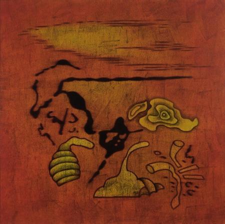 Abstract oil painting titled 'Fading Abstract', 42x42 inches, by artist Santosh More on Canvas