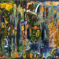The Fairy Tale Jungle' abstract acrylic-oil painting by artist Vinay Sane, 36x48 inch, on canvas